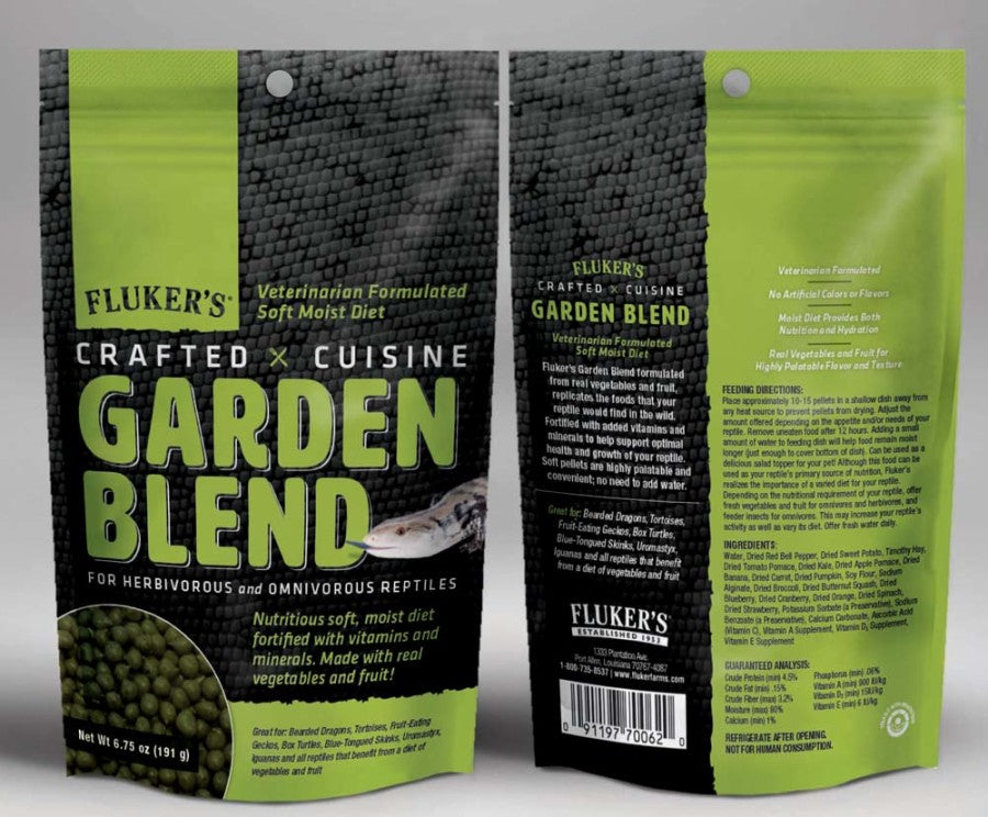 Fluker's Crafted Cuisine Garden Blend Dry Food 6.75oz - Reptile Deli Inc.