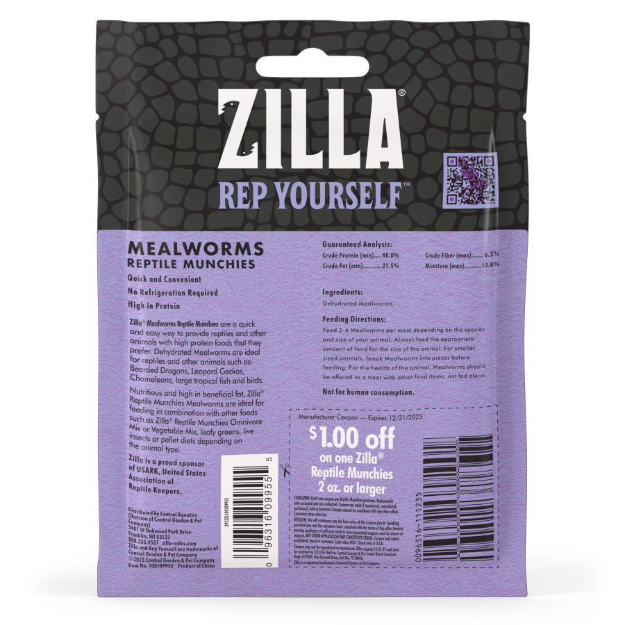 Zilla Reptile Munchies Mealworm .5oz - Reptile Deli Inc.