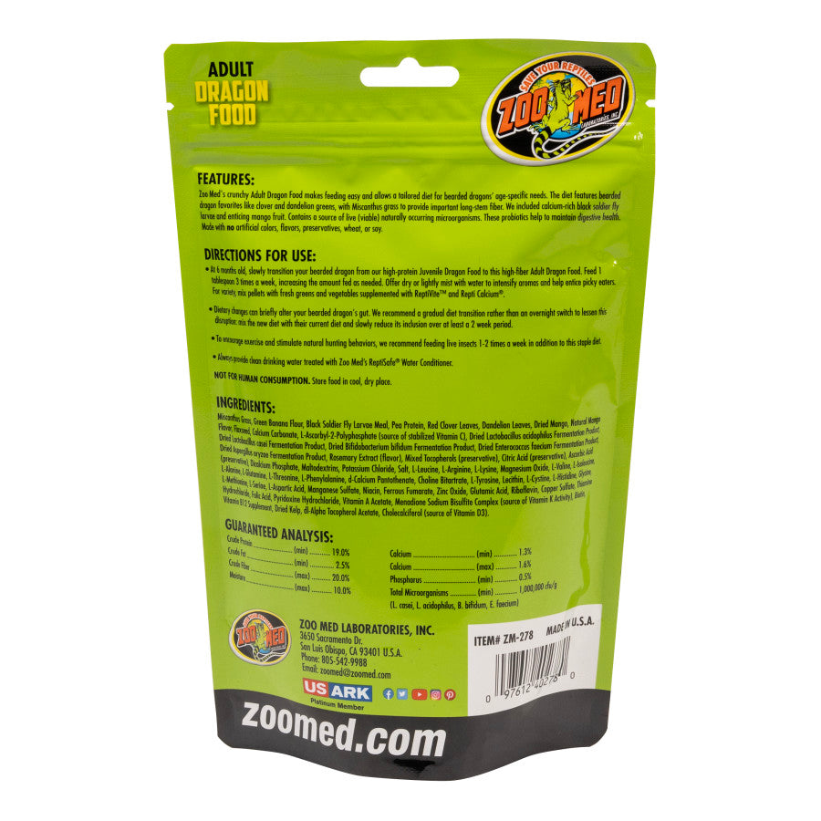 Zoo Med Adult High Fiber Dragon Food 4.5oz - Reptile Deli Inc.