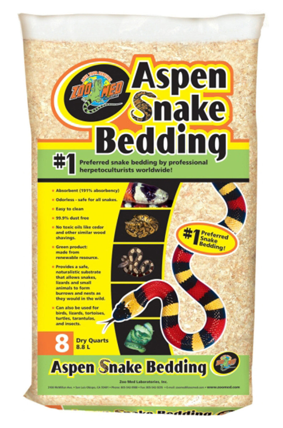 Zoo Med Aspen Reptile Snake Bedding 8QT