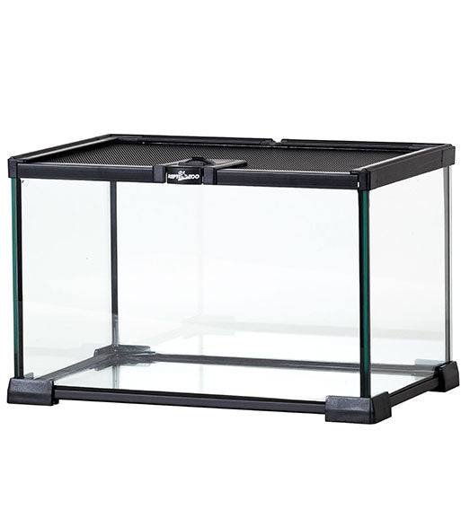 REPTIZOO - Mini Terrarium - Black - 12” x 8-1/2” x 8”, feeding hole included (AK12B) - Reptile Deli Inc.