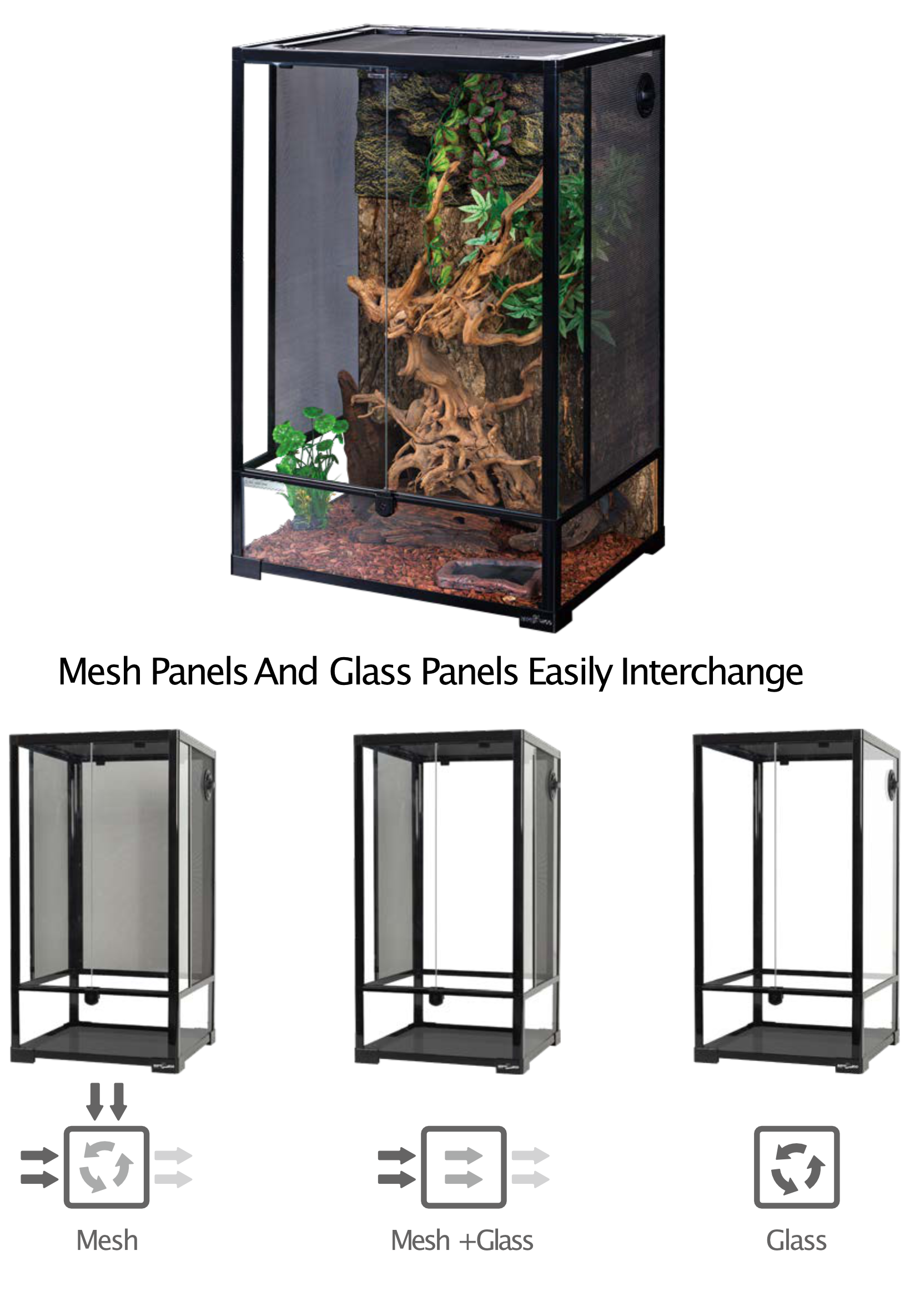 3 IN 1 FULL AIR SCREEN CAGE 16x16x30 - Reptile Deli Inc.